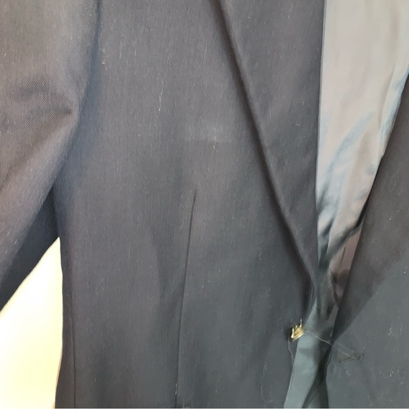 Yves Saint Laurent Vintage Blue Wool Sport Coat with Notched Lapels - Picture 11 of 14